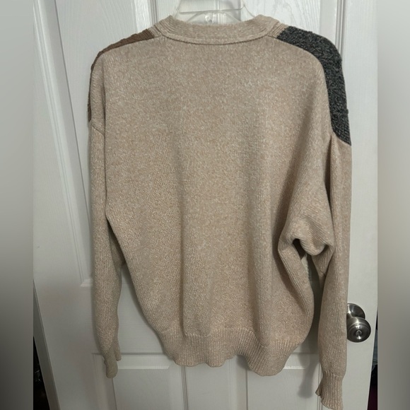 Orvis | Patchwork Knit Cardigan Sweater Mens Cable Chunky Sz L Vintage Rare - Picture 2 of 7